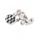 Sterling Silver Racing Car Chequered Flag Cufflinks
