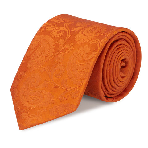 Classic Orange Paisley Silk Tie