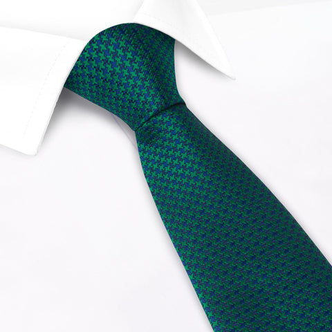 Green & Navy Dogtooth Silk Tie
