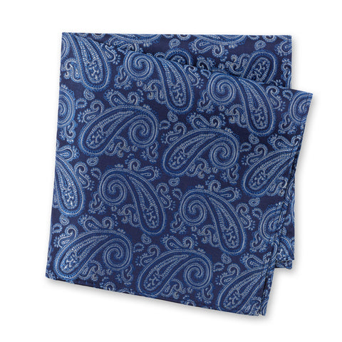 Blue Paisley Luxury Silk Handkerchief