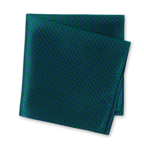 Green & Navy Dogtooth Silk Handkerchief