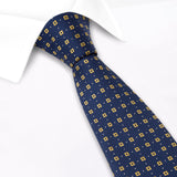 Navy & Yellow Flower Spot Silk Tie
