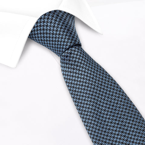 Grey & Black Dogtooth Silk Tie