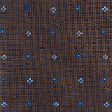 Brown & Blue Flower Spot Silk Tie