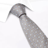 Silver Square Patterned Silk Tie