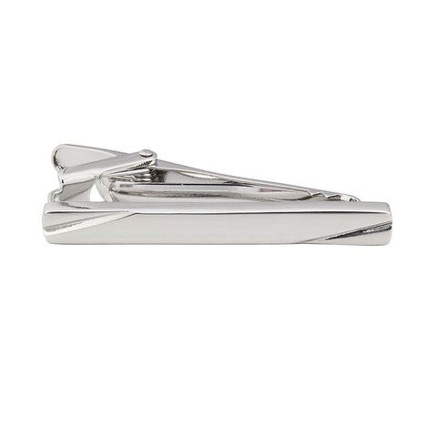 Double Ended Cut Silver Plated Skinny Tie Bar