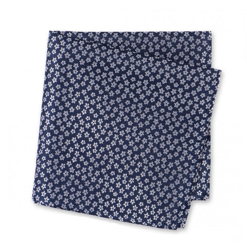 Navy Daisy Chain Woven Silk Handkerchief
