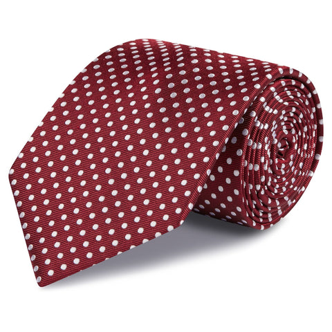 Dark Red Polka Dot Woven Silk Ties