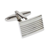Silver Line Detail Rectangular Cufflinks