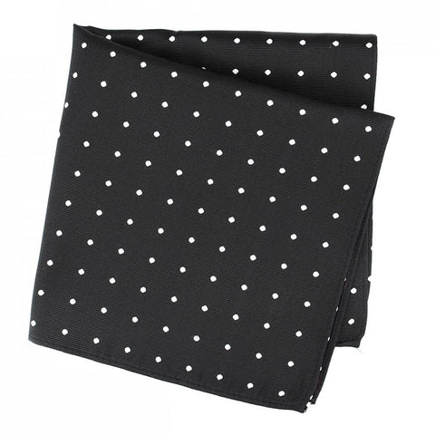 Black Polka Dot Woven Silk Handkerchief