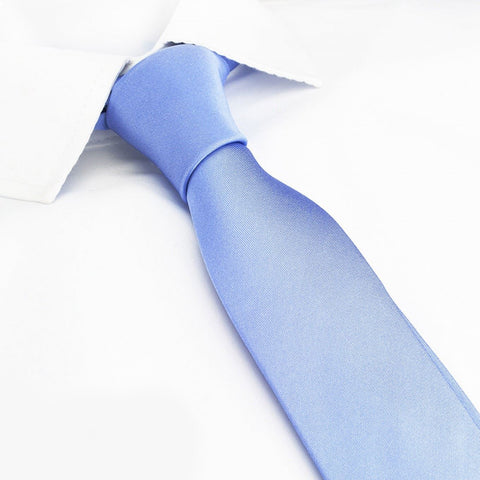 Plain Light Blue Slim Silk Tie
