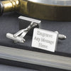 Engraved Cufflinks, Silver Plated Rectangle