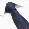 Navy Silk Tie With Red Polka Dots
