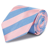 Pink & Blue Woven Striped Silk Tie