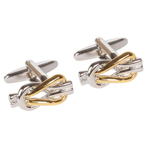 Two Toned Gold and Silver Reef Knot Cufflinks