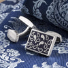 Navy Paisley Tear Drop Cufflinks