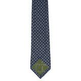 Navy Mini Paisley Printed Cotton Slim Tie