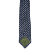Navy Mini Paisley Printed Cotton Slim Tie