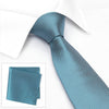 Turquoise Herringbone Silk Tie & Handkerchief Set