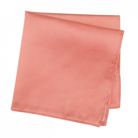Plain Coral Silk Handkerchief
