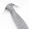 Classic Silver Paisley Slim Silk Tie