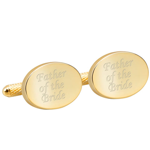 Engraved Gold Father of the Bride Cufflinks
