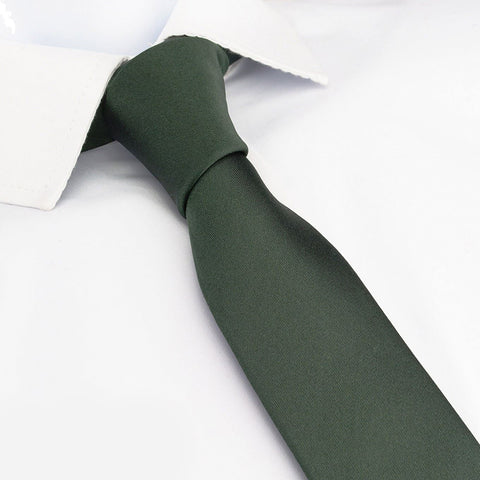 Plain Dark Green Slim Silk Tie