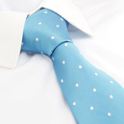 Sea Blue Polka Dot Silk Tie
