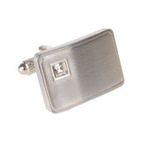 Rectangular White Crystal Cufflinks
