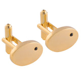 Golden Oval Black Crystal Cufflinks