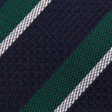 Dark Green, Navy & White Classic Club Stripe Silk Tie
