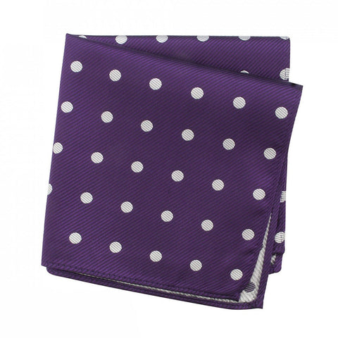 Purple Silk Handkerchief With White Polka Dots