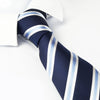 Navy Slim Silk Tie With Blue & White Stripes