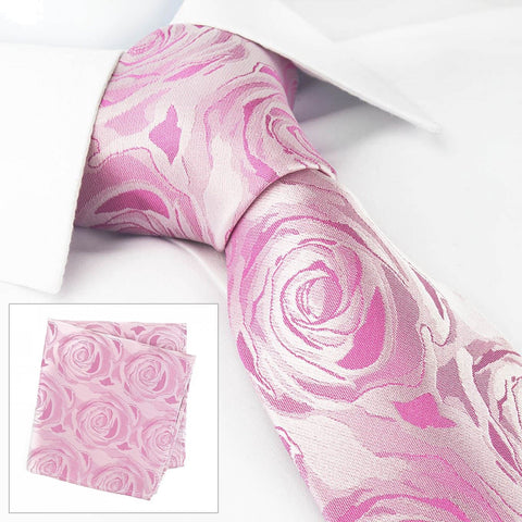 Fuchsia Rose Luxury Woven Silk Tie & Handkerchief Set