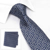 Navy Daisy Chain Woven Silk Tie & Handkerchief Set