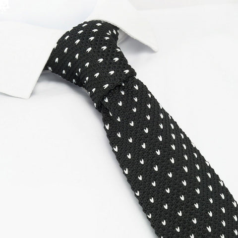 Black Spot Knitted Square Cut Tie