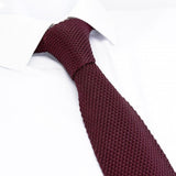 Wine Knitted Square Cut Silk Tie