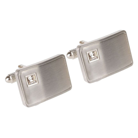 Rectangular White Crystal Cufflinks