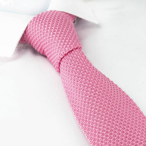 Pink Knitted Square Cut Tie
