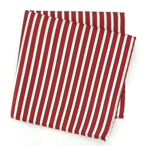 Red and White Striped Silk Handkerchief
