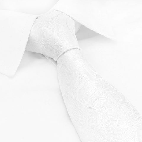 Ivory Paisley Woven Silk Tie