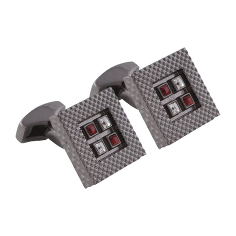 Indian Red and Clear Swarovski Gunmetal Cufflinks