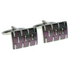 Purple Acrylic with Rhodium Bars Cufflinks