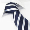 Navy With White and Blue Stripes Silk Tie