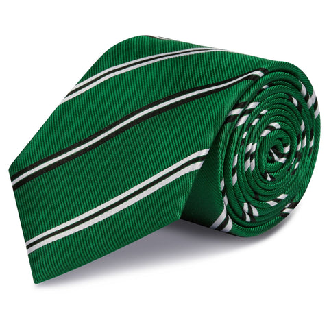 Emerald Green Classic Club Stripe Silk Tie