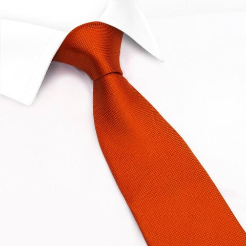 Burnt Orange Silk Plain Classic Textured Tie