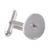 Sterling Silver Ruby Oval Cufflinks