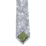 Grey Printed Floral Slim Tie