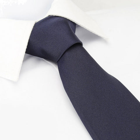 Plain Navy Blue Silk Tie