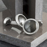 Black Textured Circle Cufflinks